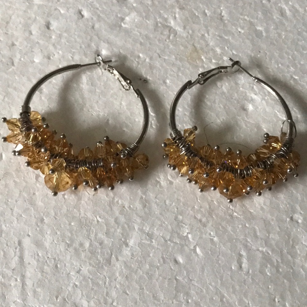 Faced Glass Hoops Earring